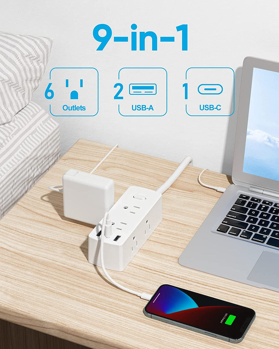 Power Strip | 6 Outlets & 3 USB