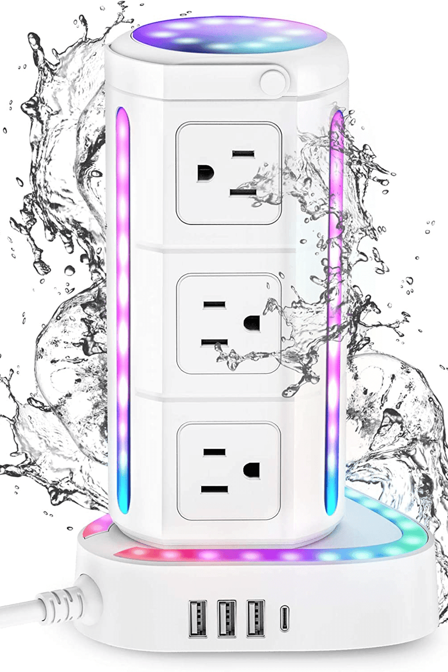RGB Power Strip Tower | 9 Outlets & 4 USB